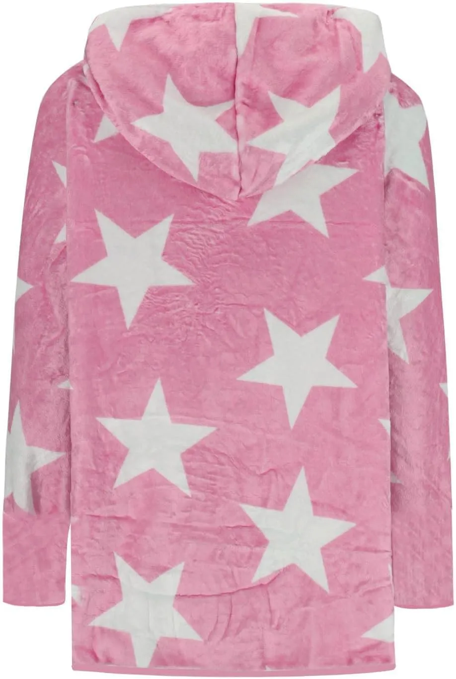 Sherpa Jacket Women Fuzzy Fleece Open Front Hooded Cardigan Cute Star Graphic Hoodie Fluffy Warm Winter Coats Outwear