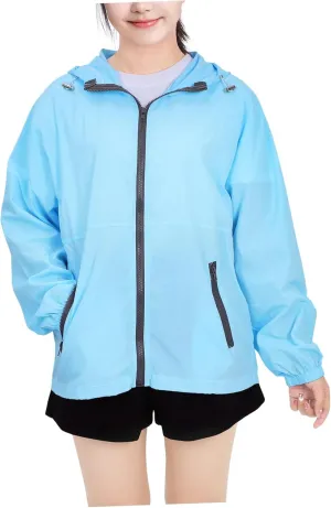 SOIMISS Hooded Jacket for Women Lightweight Outdoor Raincoat Utility Girls Jacket Comfortable and Versatile Weather