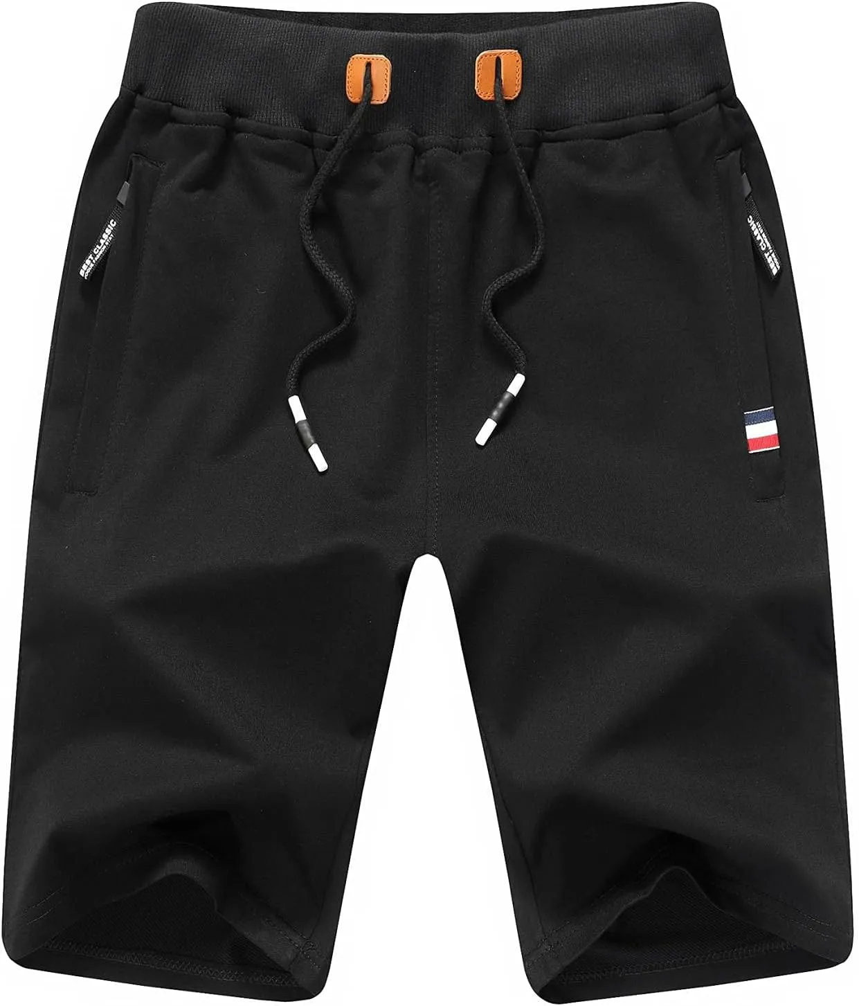 STICKON Mens Shorts Casual Classic Fit Drawstring Summer Beach Shorts with Zipper Pockets