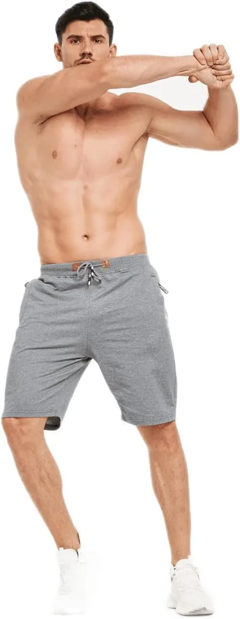 STICKON Mens Shorts Casual Classic Fit Drawstring Summer Beach Shorts with Zipper Pockets