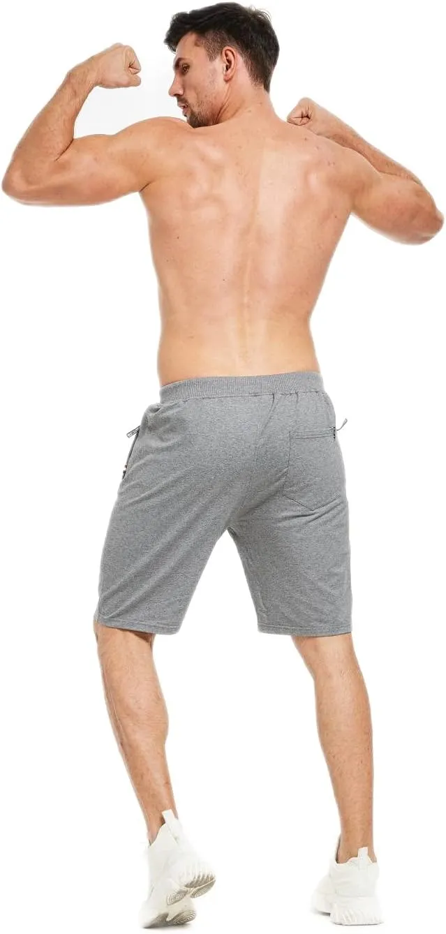 STICKON Mens Shorts Casual Classic Fit Drawstring Summer Beach Shorts with Zipper Pockets