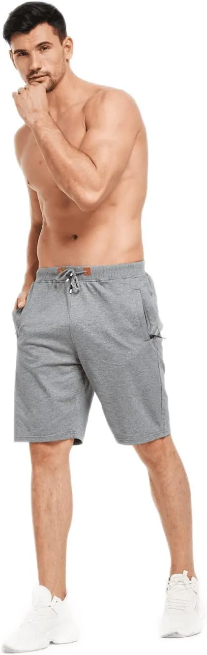STICKON Mens Shorts Casual Classic Fit Drawstring Summer Beach Shorts with Zipper Pockets