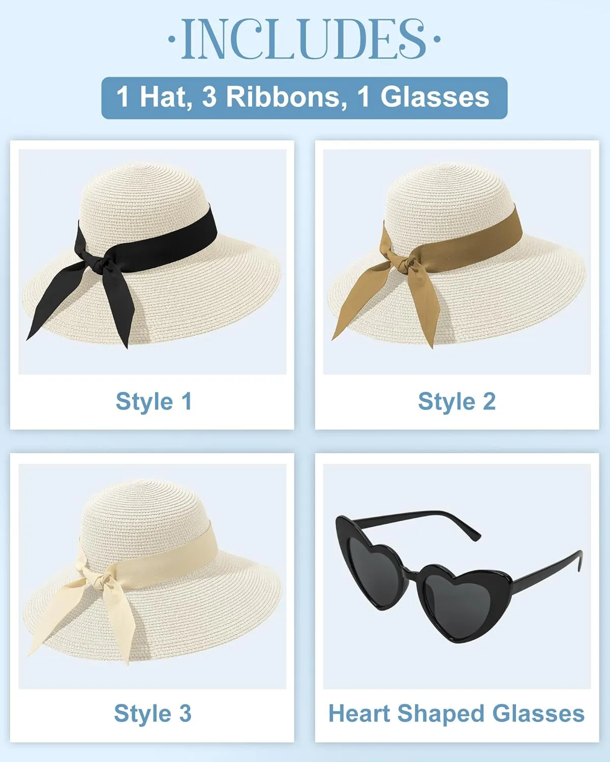 Sun Hats for Women - Oversize Large Straw Beach Hat for Summer Floppy Wide Brim Packable Foldable Roll Up UPF 50 