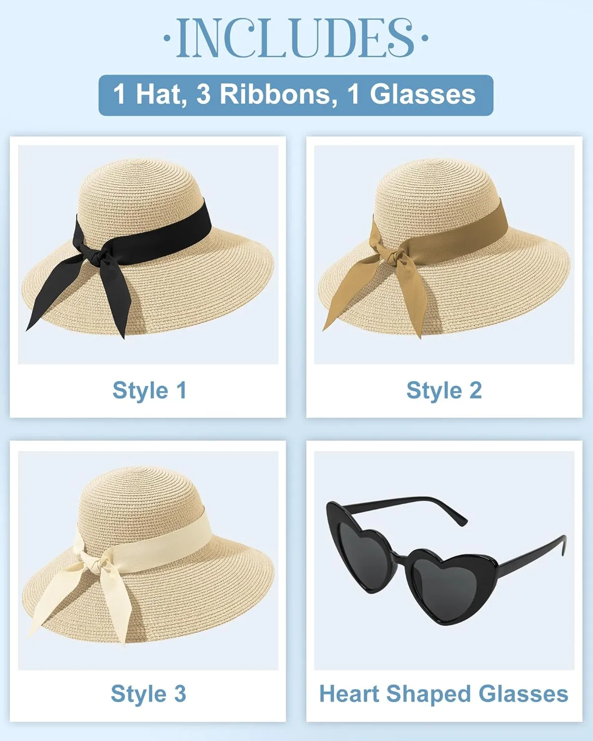 Sun Hats for Women - Oversize Large Straw Beach Hat for Summer Floppy Wide Brim Packable Foldable Roll Up UPF 50 
