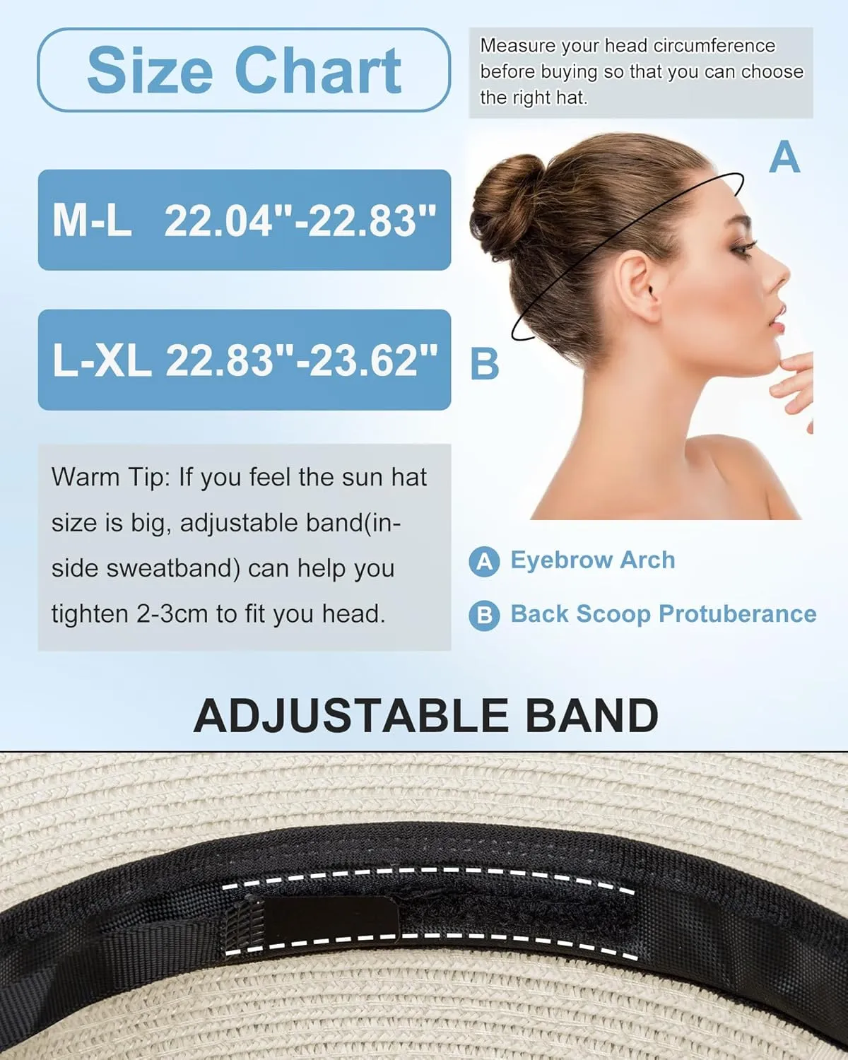 Sun Hats for Women - Oversize Large Straw Beach Hat for Summer Floppy Wide Brim Packable Foldable Roll Up UPF 50 