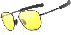 SUNGAIT Men's Military Style Polarized Pilot Aviator Sunglasses Bayonet Temples