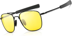 SUNGAIT Men's Military Style Polarized Pilot Aviator Sunglasses Bayonet Temples