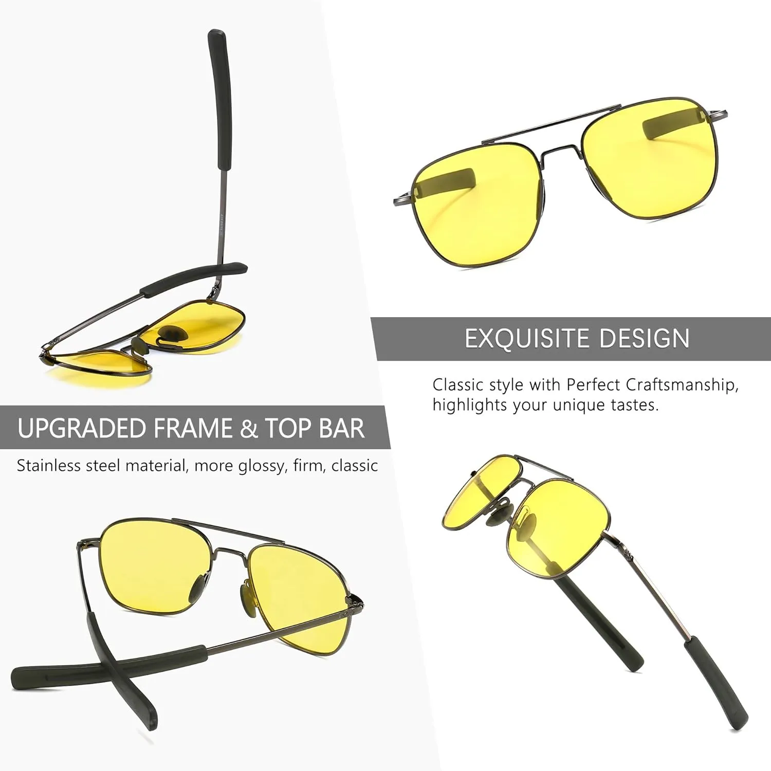 SUNGAIT Men's Military Style Polarized Pilot Aviator Sunglasses Bayonet Temples