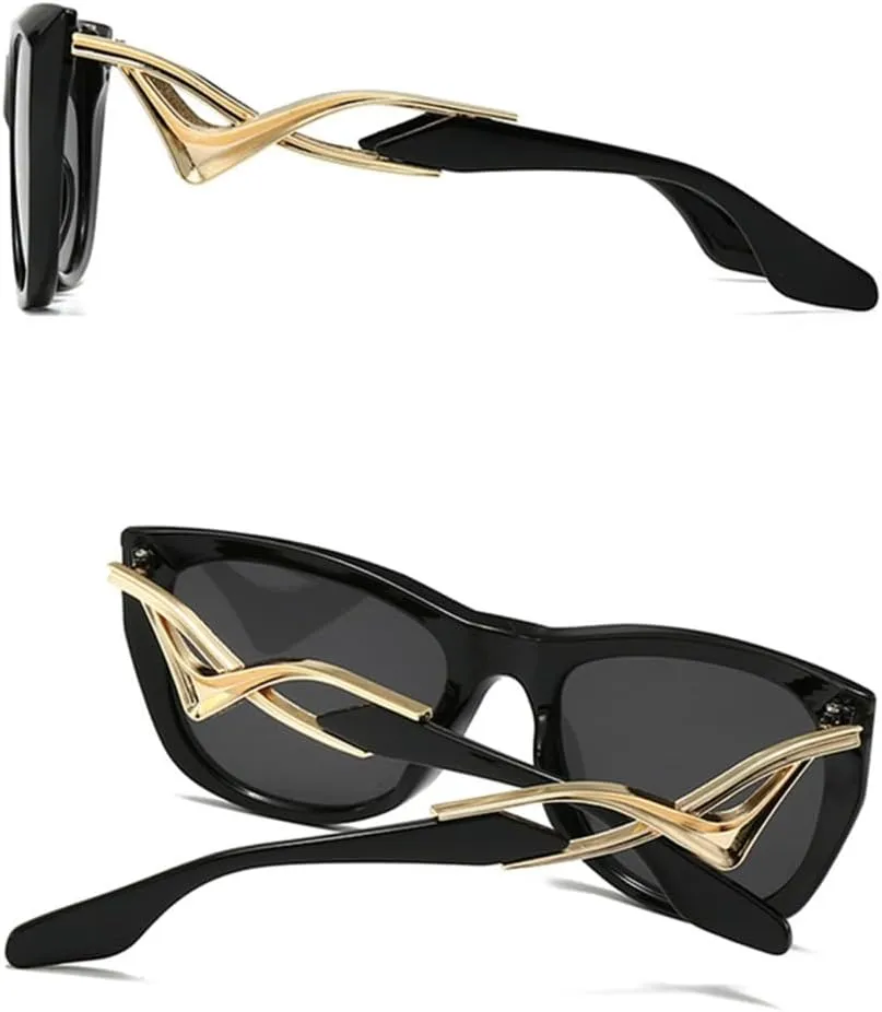 Sunglasses Men Metal Hollow Out Sunshade Mirror Women Vintage Cat Eye Spectacles Uv400