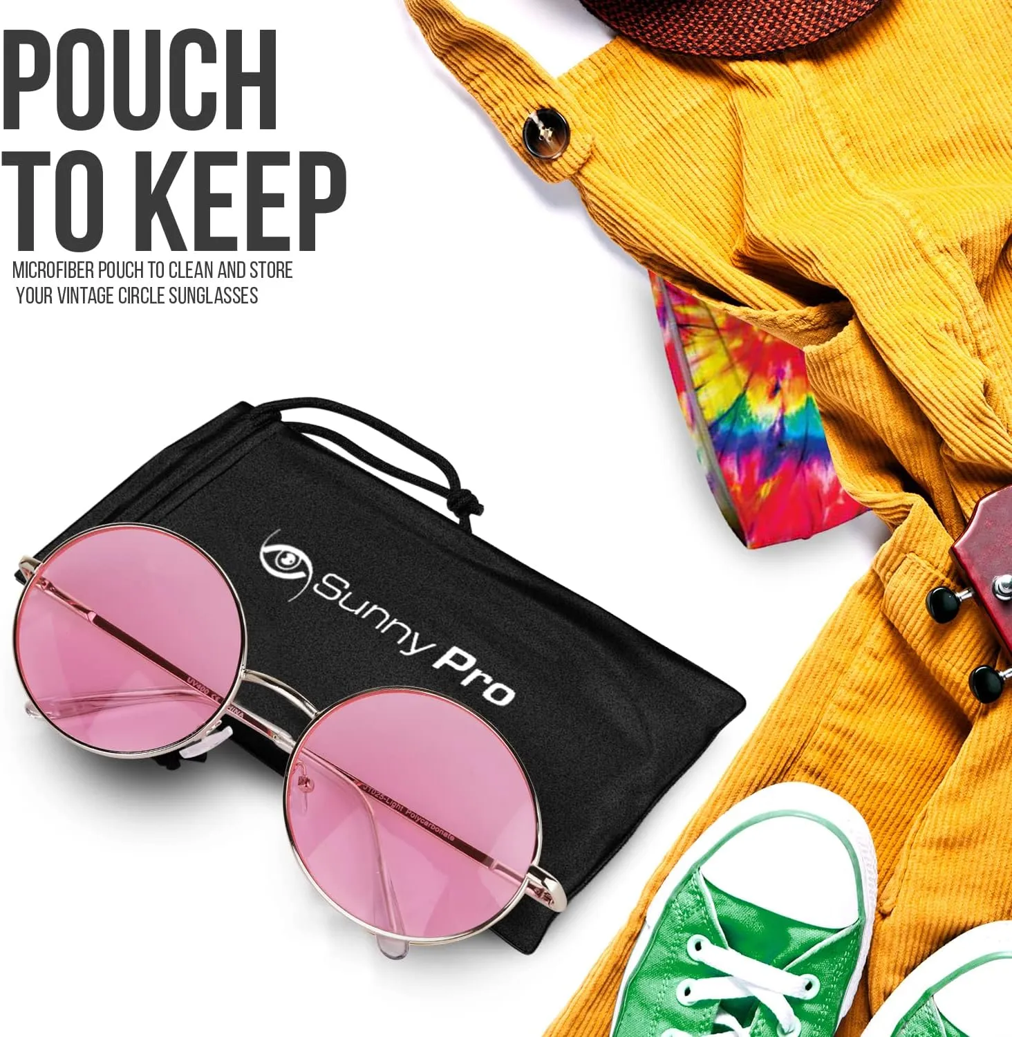 SunnyPro Big Round Sunglasses Retro Circle Tinted Lens Glasses UV400 Protection