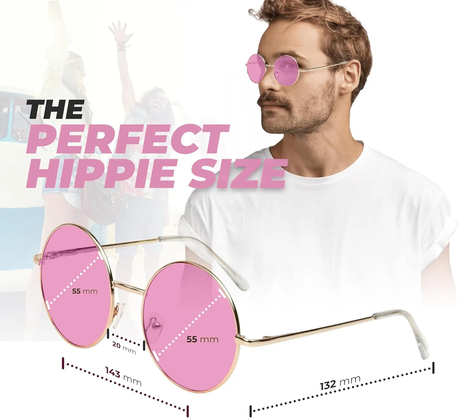 SunnyPro Big Round Sunglasses Retro Circle Tinted Lens Glasses UV400 Protection