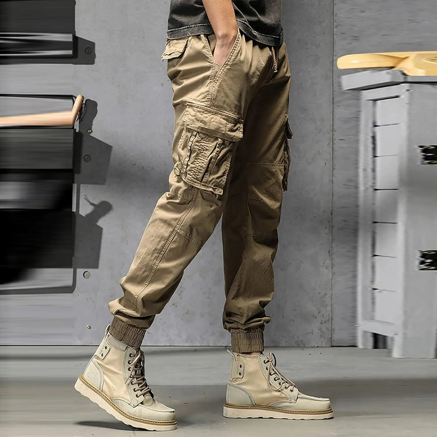 Sweatpant for Men with Pockets Loose Fit Men's Classic-Fit Expandable-Waist Flat-Front Pant Mens Joggers with Pockets