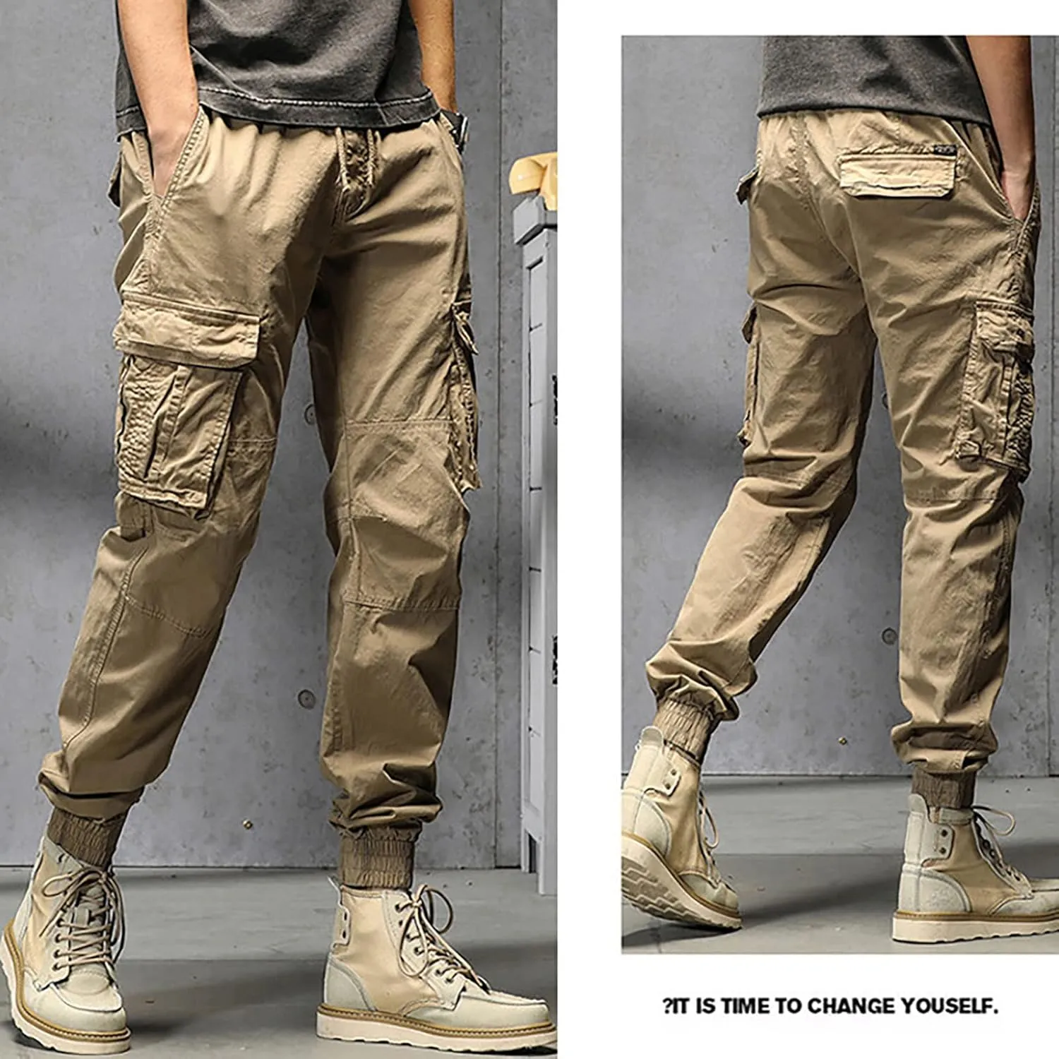 Sweatpant for Men with Pockets Loose Fit Men's Classic-Fit Expandable-Waist Flat-Front Pant Mens Joggers with Pockets