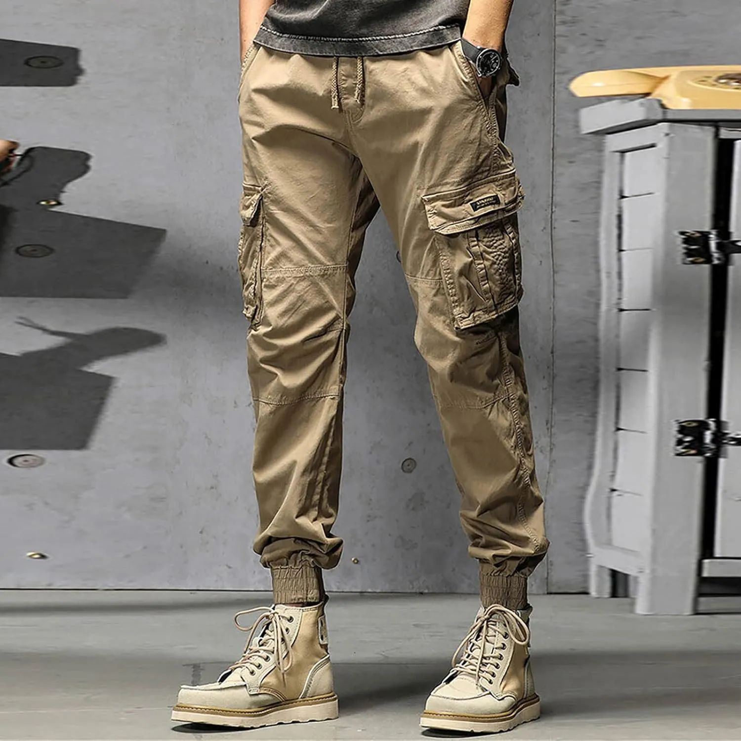 Sweatpant for Men with Pockets Loose Fit Men's Classic-Fit Expandable-Waist Flat-Front Pant Mens Joggers with Pockets