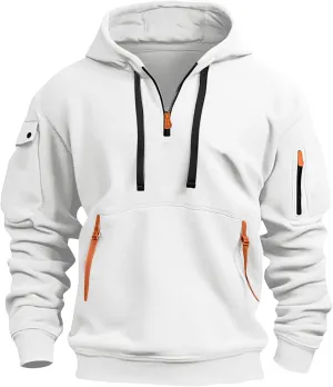 Tactical Hoodies for Men Lightweight Long Sleeve Hooded Sweatshirt 2024 Fall Quarter Zip Pullover Shirt with Pocket
