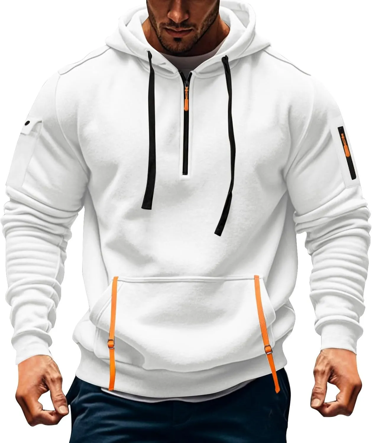 Tactical Hoodies for Men Lightweight Long Sleeve Hooded Sweatshirt 2024 Fall Quarter Zip Pullover Shirt with Pocket