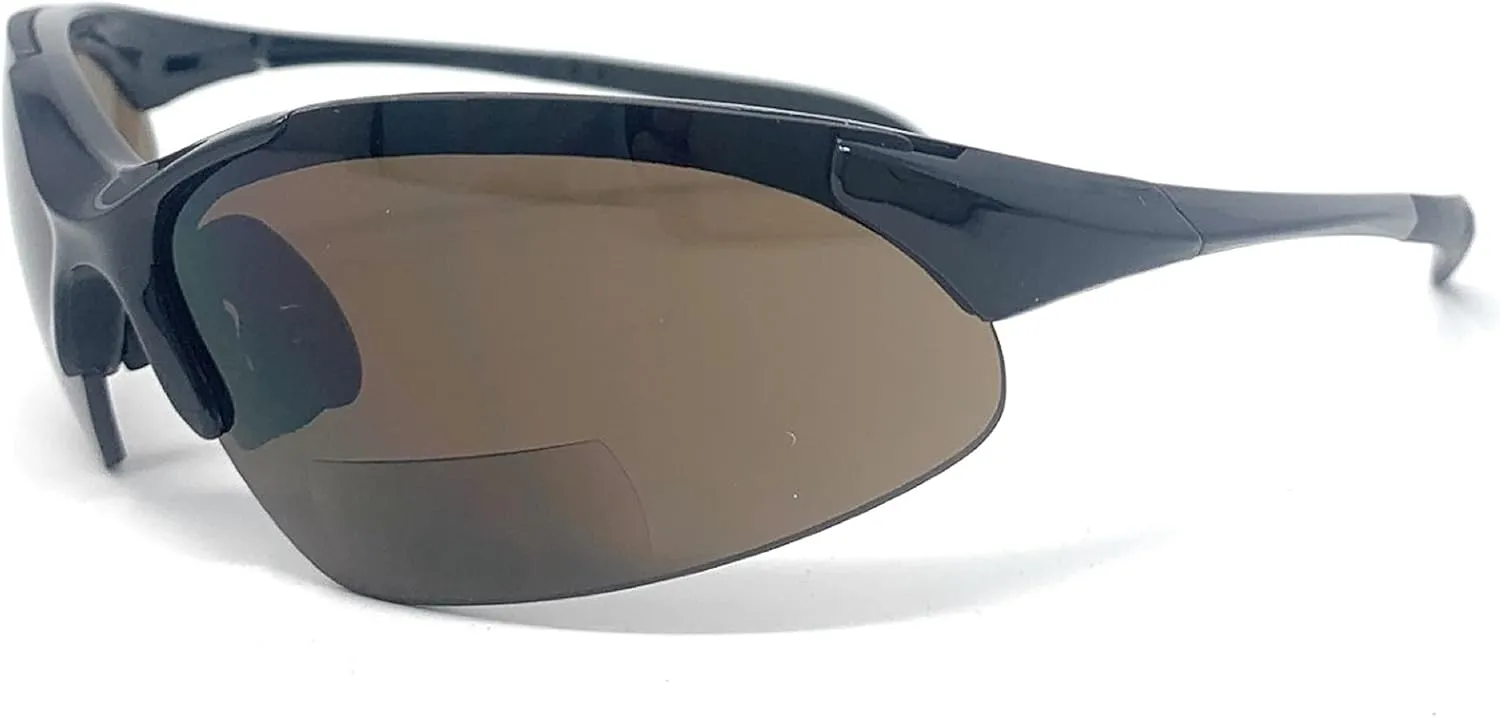 The Competitor Unisex Bifocal Sun Reader Semi Rimless Sport and Wrap Around Reading sunglasses