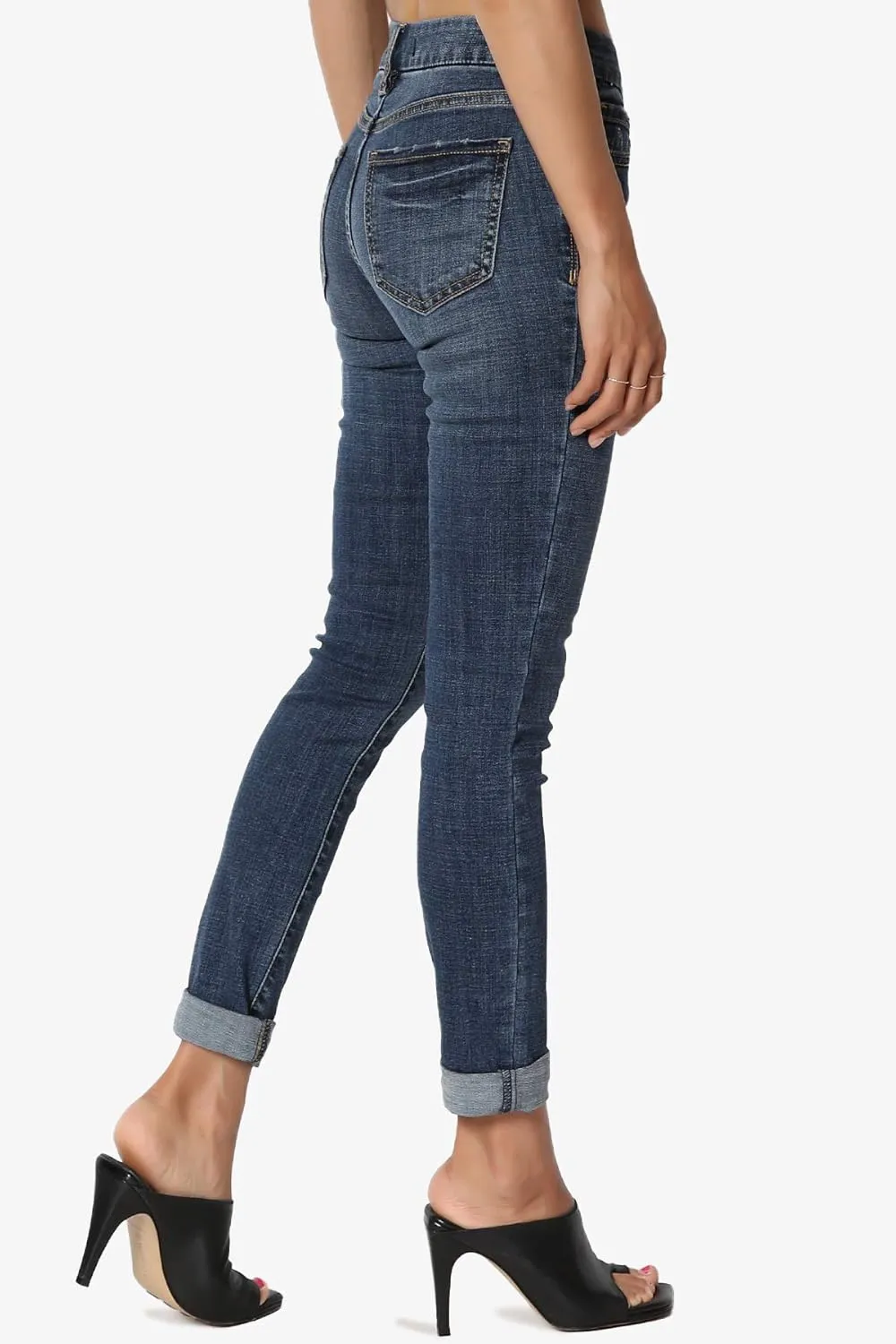 TheMogan Vintage Distressed Washed Stretch Denim Skinny Jeans