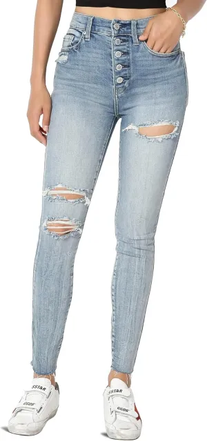 TheMogan Vintage Distressed Washed Stretch Denim Skinny Jeans