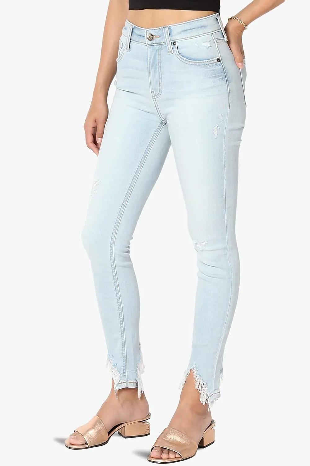 TheMogan Vintage Distressed Washed Stretch Denim Skinny Jeans