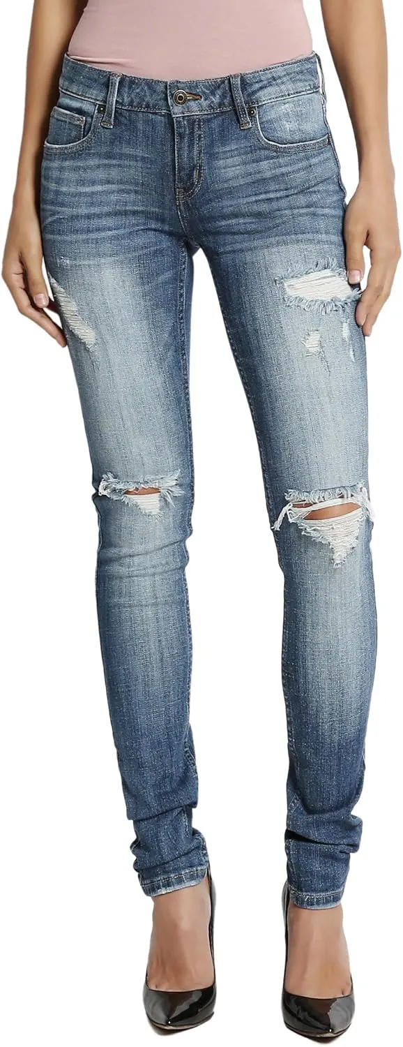 TheMogan Vintage Distressed Washed Stretch Denim Skinny Jeans