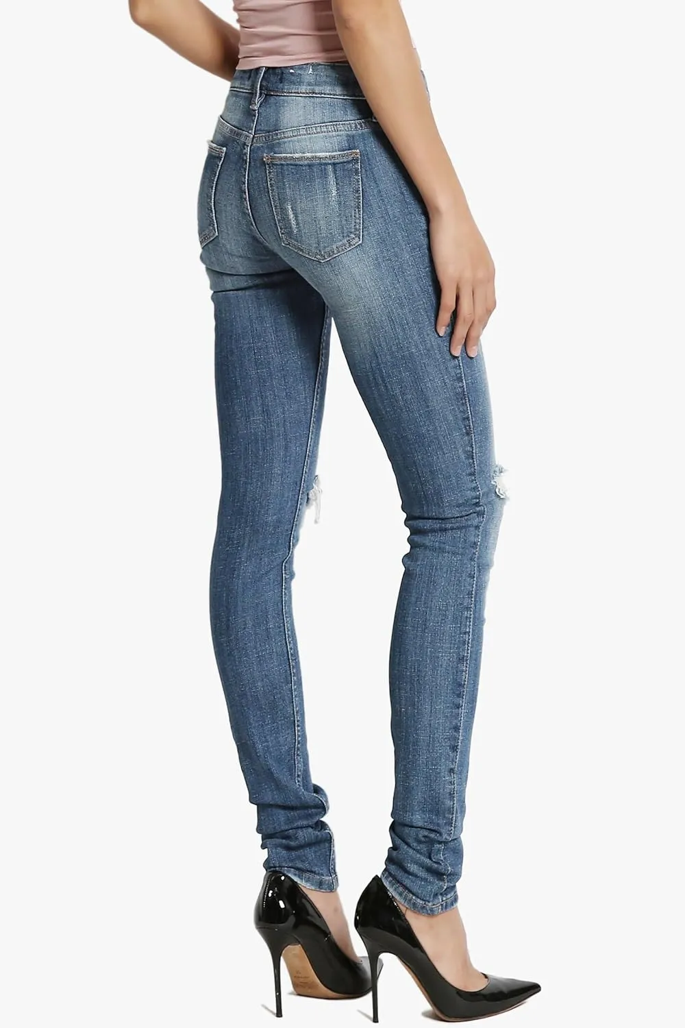 TheMogan Vintage Distressed Washed Stretch Denim Skinny Jeans