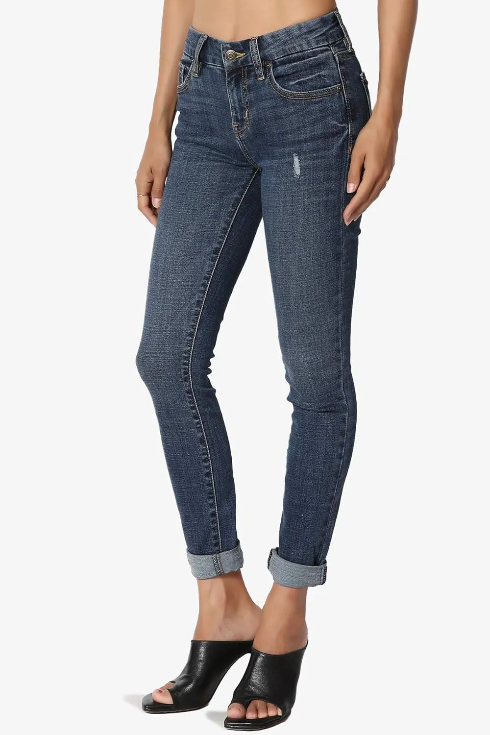 TheMogan Vintage Distressed Washed Stretch Denim Skinny Jeans