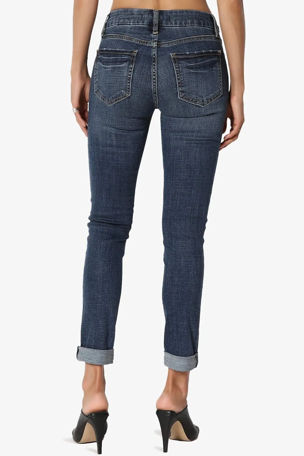 TheMogan Vintage Distressed Washed Stretch Denim Skinny Jeans