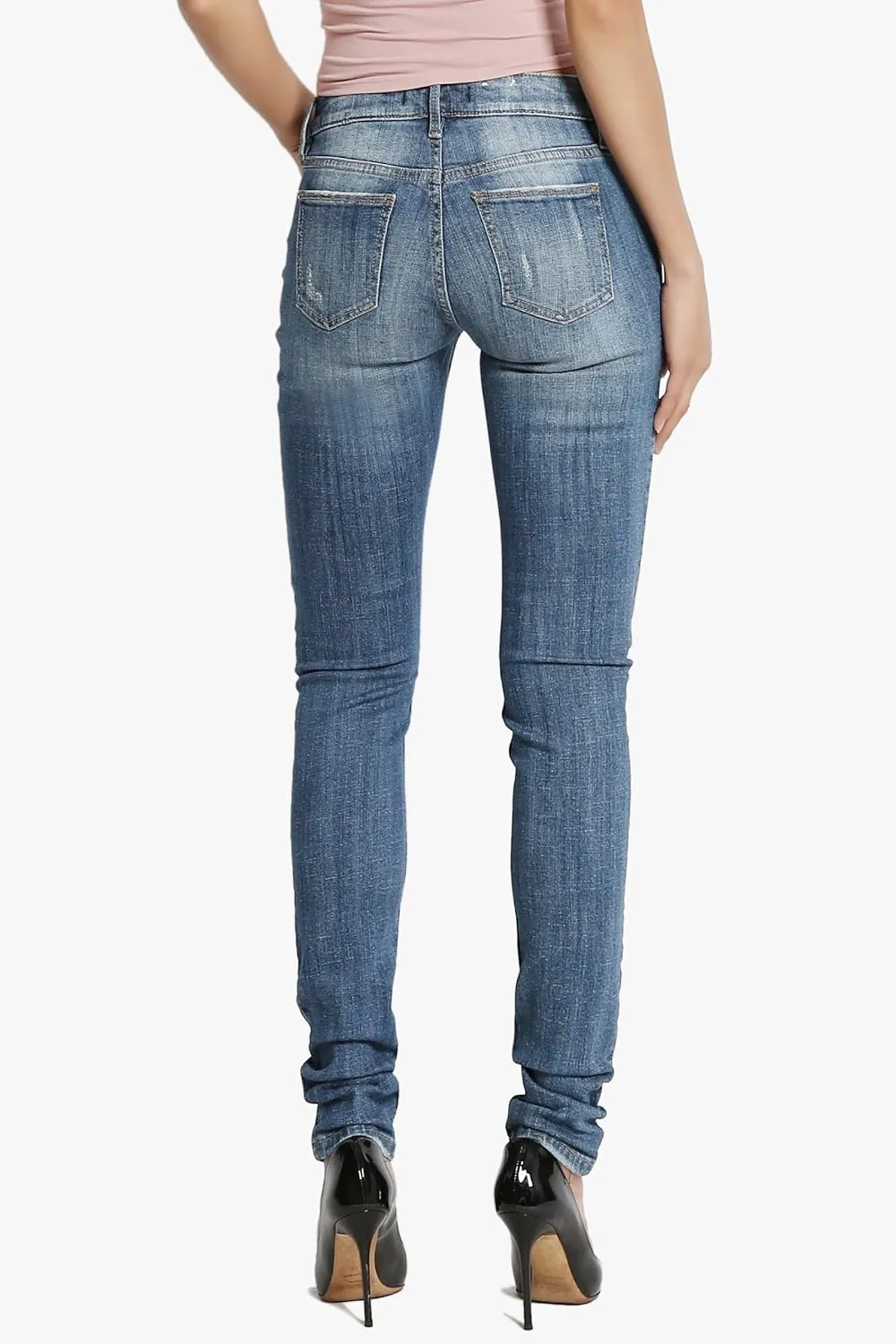 TheMogan Vintage Distressed Washed Stretch Denim Skinny Jeans
