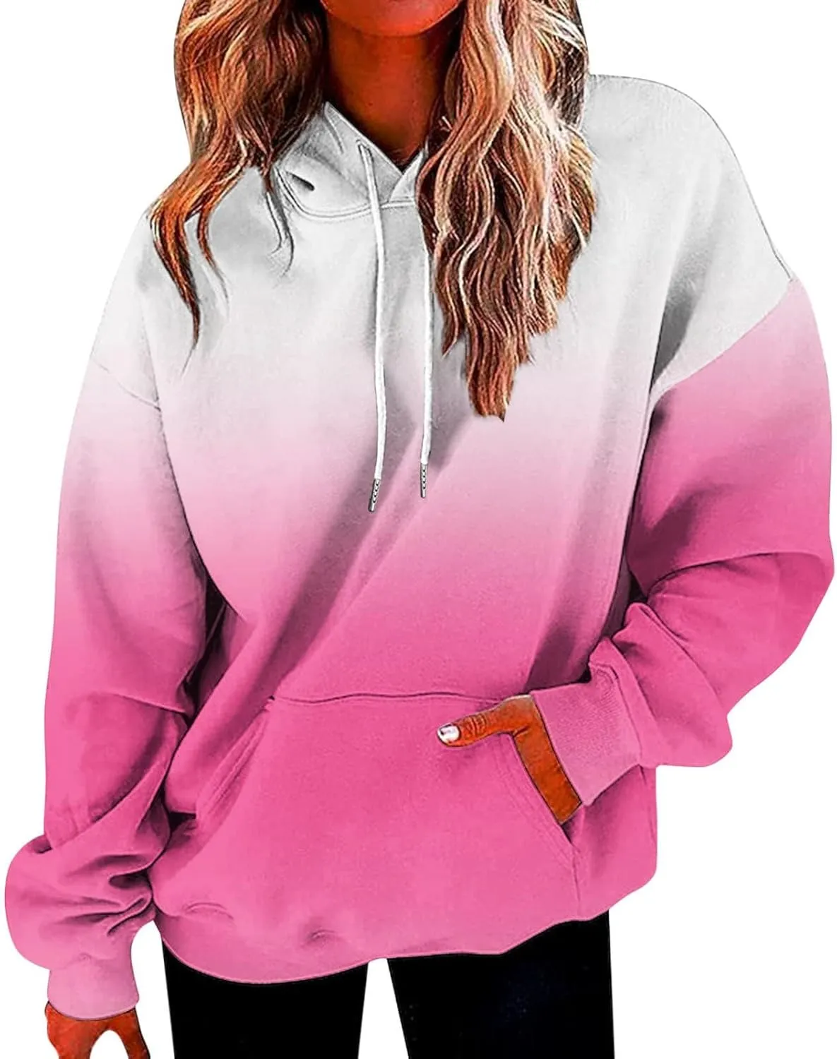 Tie-Dye Hoodies for Women Drawstring Sweatshirt Pullover Tops Oversized Casual Hooded Sweatshirt 2024 Trendy Sweater