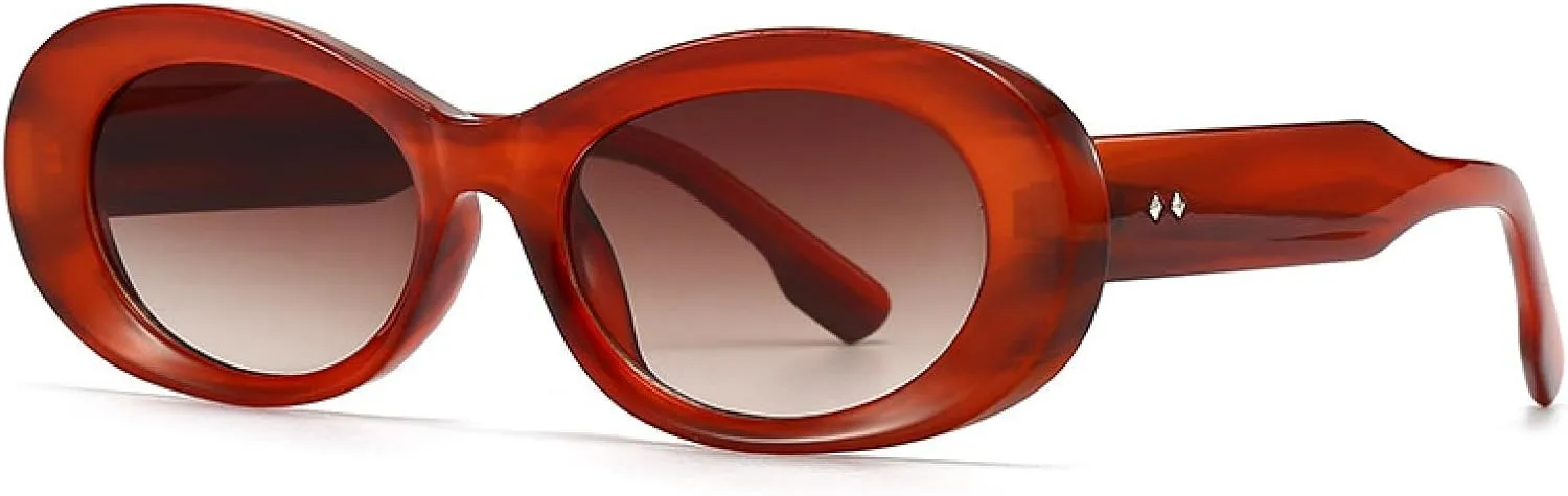 Trendy Oval Rivet Sunglasses Outdoors Vintage Uv Protection