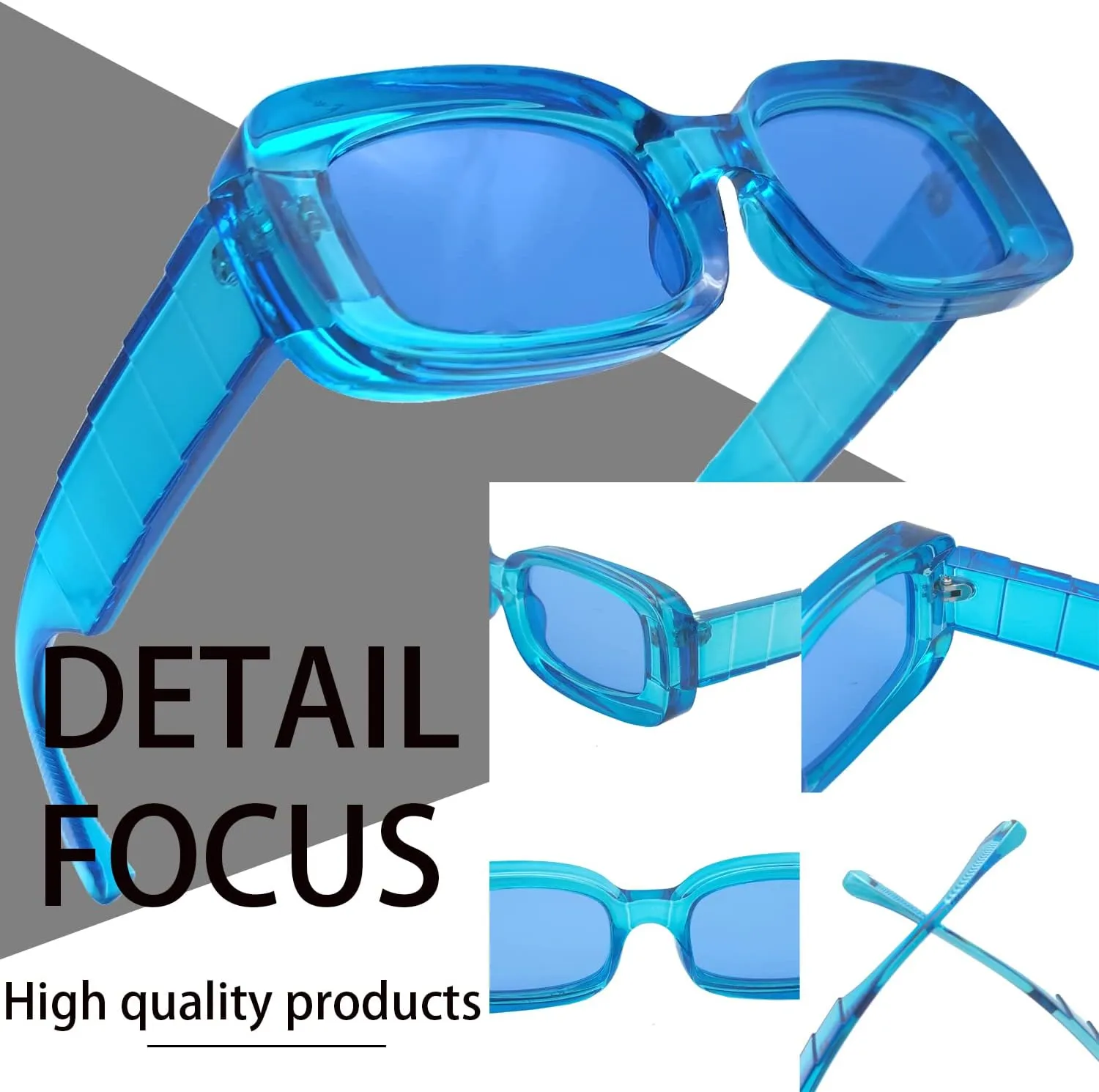 Trendy Rectangle Sunglasses for Women Men Fashion Chunky Thick Rectangular Sun Glasses