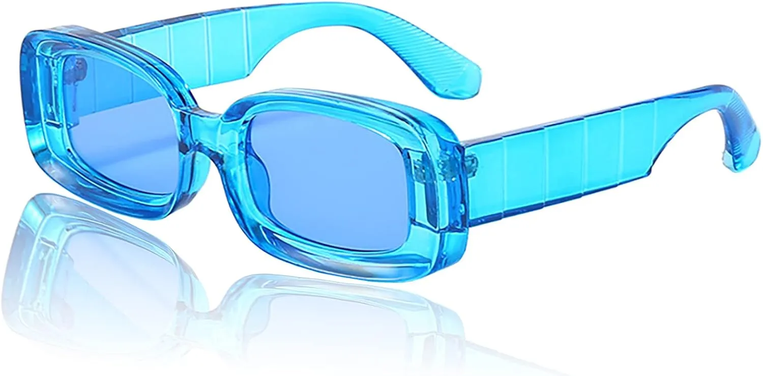 Trendy Rectangle Sunglasses for Women Men Fashion Chunky Thick Rectangular Sun Glasses