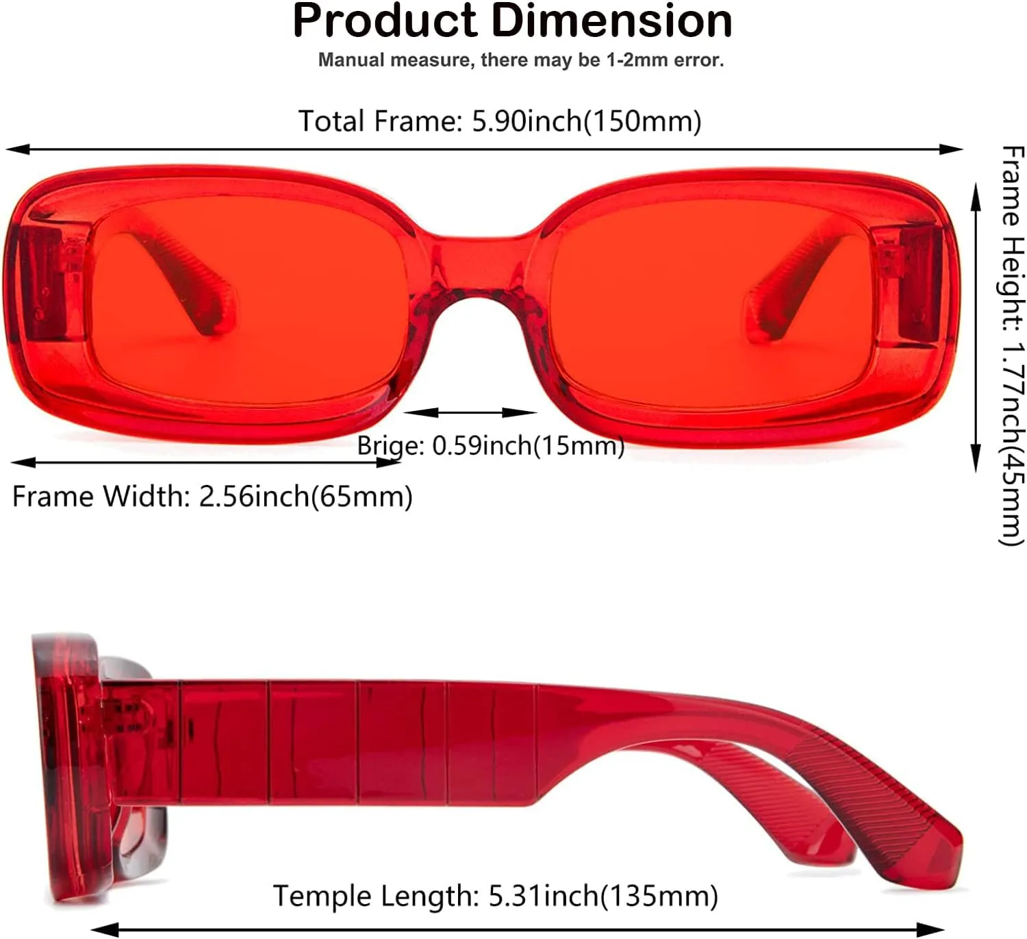 Trendy Rectangle Sunglasses for Women Men Fashion Chunky Thick Rectangular Sun Glasses