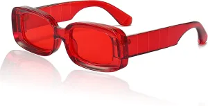 Trendy Rectangle Sunglasses for Women Men Fashion Chunky Thick Rectangular Sun Glasses