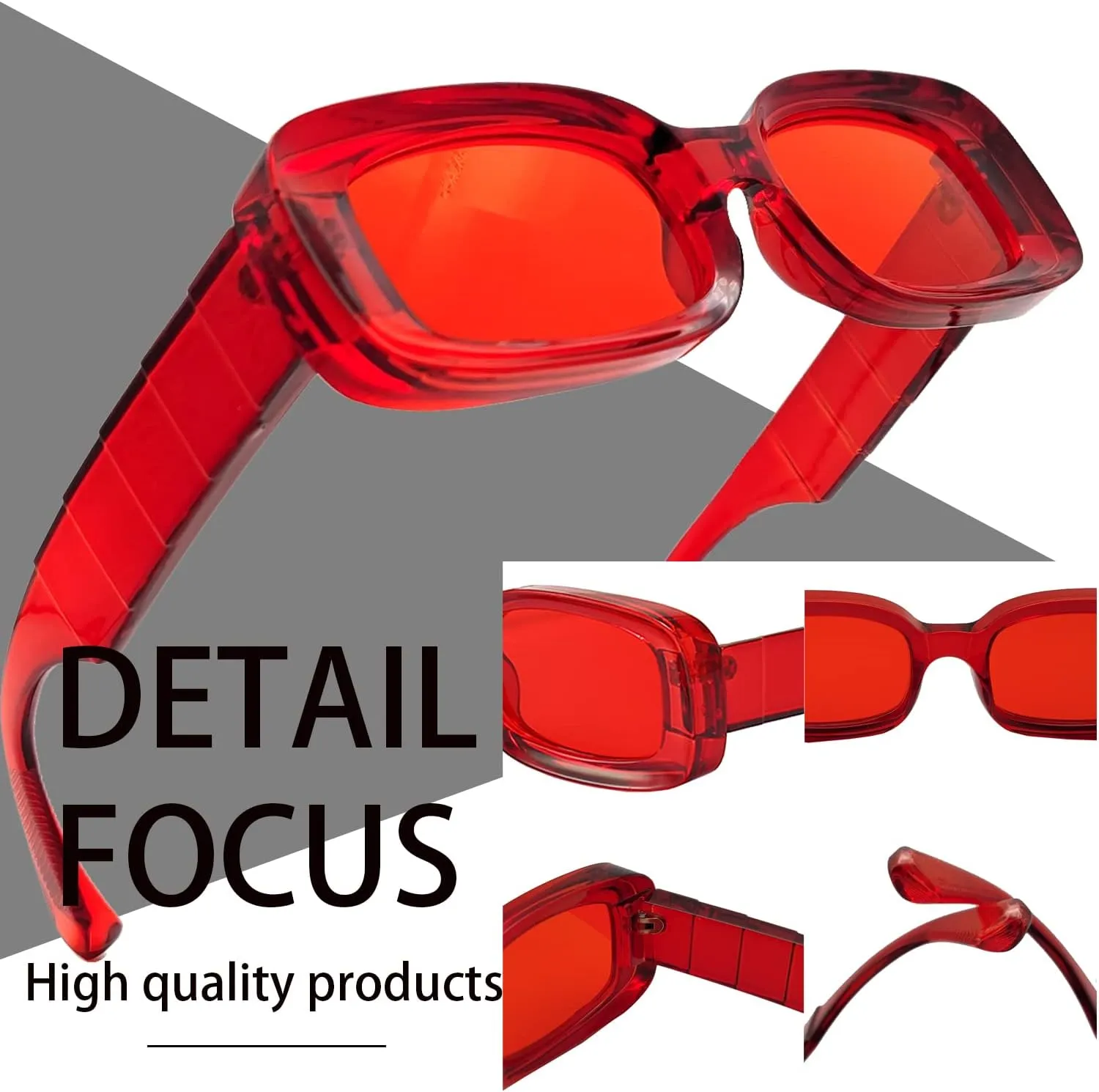 Trendy Rectangle Sunglasses for Women Men Fashion Chunky Thick Rectangular Sun Glasses