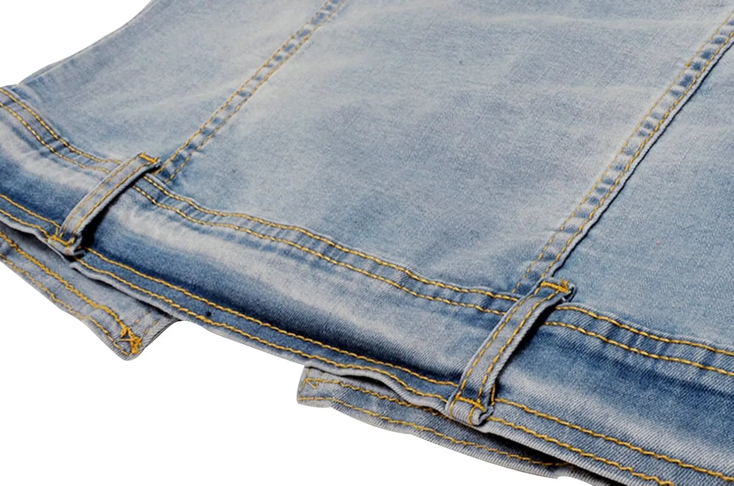 Trendy XU Washed Three Quarter Sleeve Stretch Collarless Short Jeans Coat