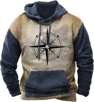 Tribal Aztec Hoodies for Men Oversized Vintage Ethnic Printed Graphic Long Sleeved T Shirt Mens Pullover Sweatshirts