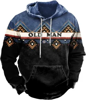 Tribal Aztec Hoodies for Men Oversized Vintage Ethnic Printed Graphic Unique Hoodies Climbing Tunics Outdoor Climbing
