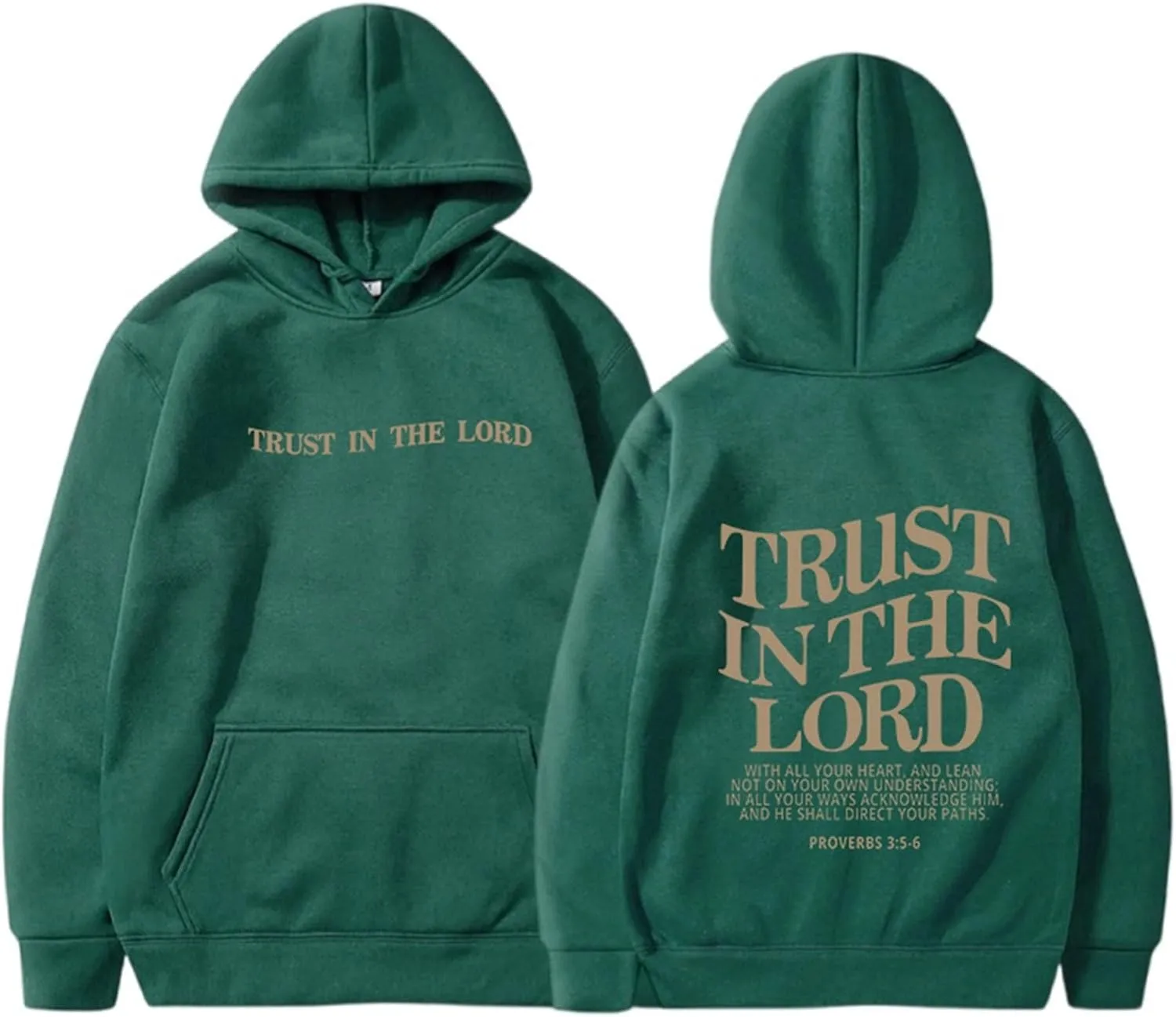 Trust in The Lord Letter Print Fashion Hoodies & Sweatshirts for Women Oversize Pullover with Kangaroos Pocket Drawstring Top