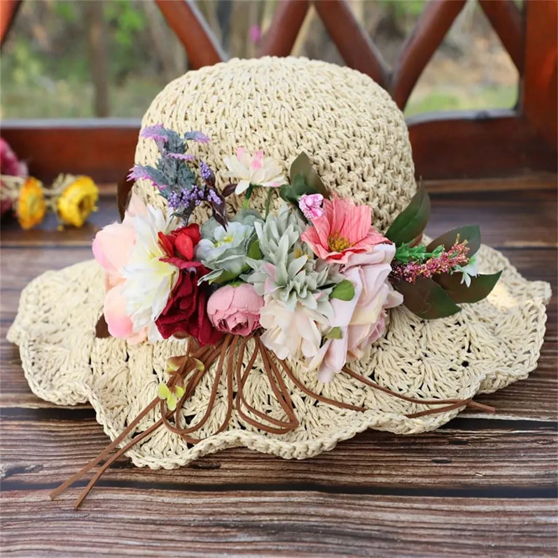 UIOKLMJH Women Foldable Fisherman Straw Hat Summer Vacation Casual Bucket Hat