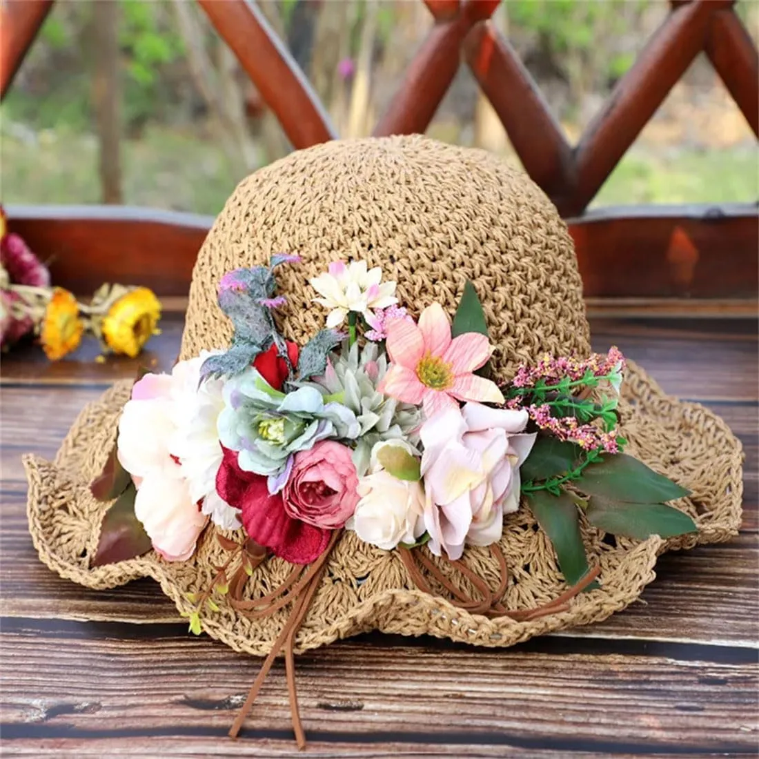 UIOKLMJH Women Foldable Fisherman Straw Hat Summer Vacation Casual Bucket Hat