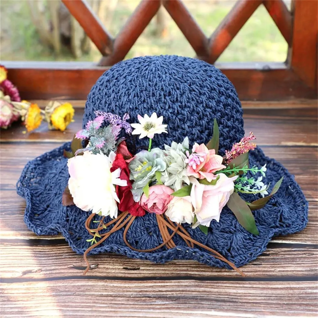 UIOKLMJH Women Foldable Fisherman Straw Hat Summer Vacation Casual Bucket Hat