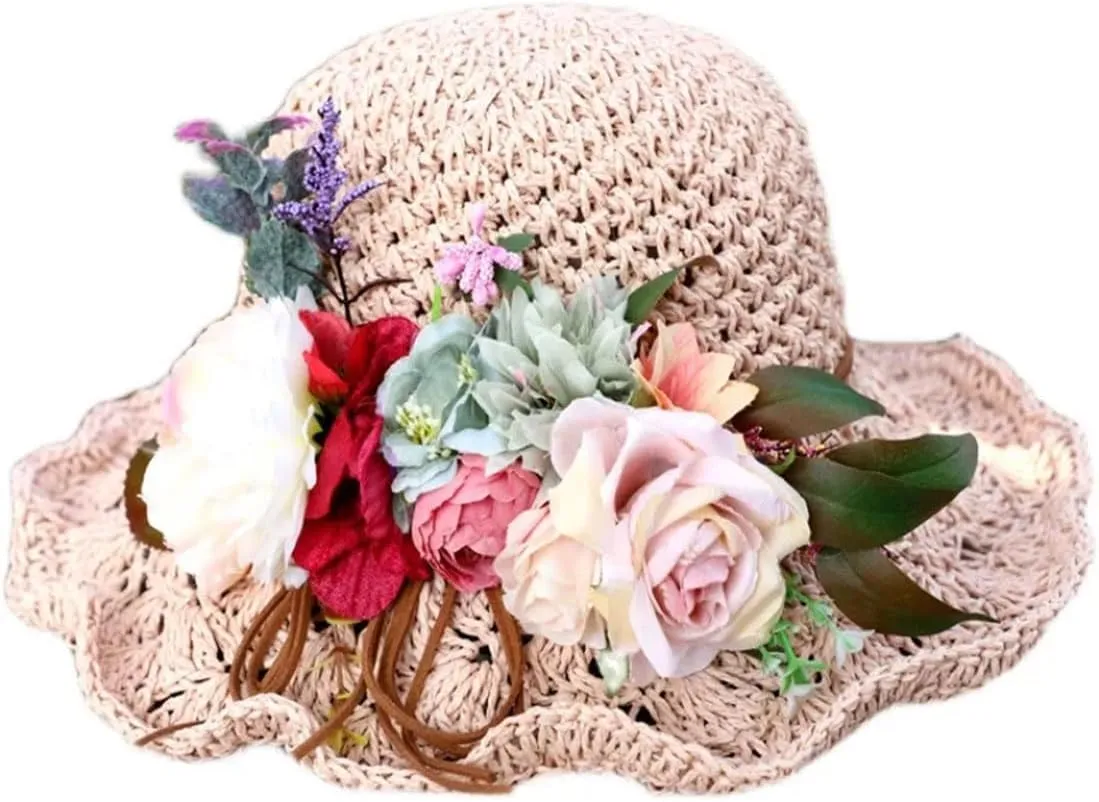 UIOKLMJH Women Foldable Fisherman Straw Hat Summer Vacation Casual Bucket Hat