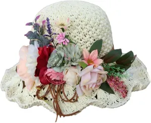 UIOKLMJH Women Foldable Fisherman Straw Hat Summer Vacation Casual Bucket Hat