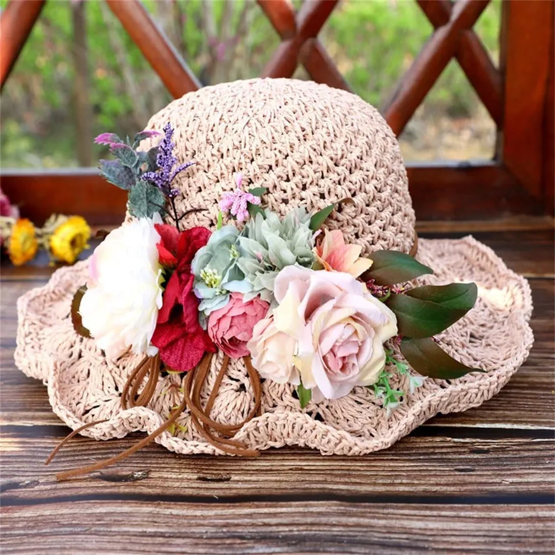 UIOKLMJH Women Foldable Fisherman Straw Hat Summer Vacation Casual Bucket Hat