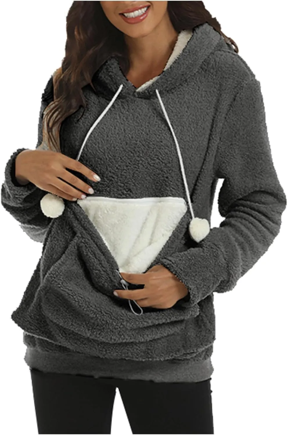 Unisex Fleece pet Cat Small Day Pouch Hoodie Carrier Holder Carrying Sweatshirt Pouch Hoodie Kangaroo Pocket
