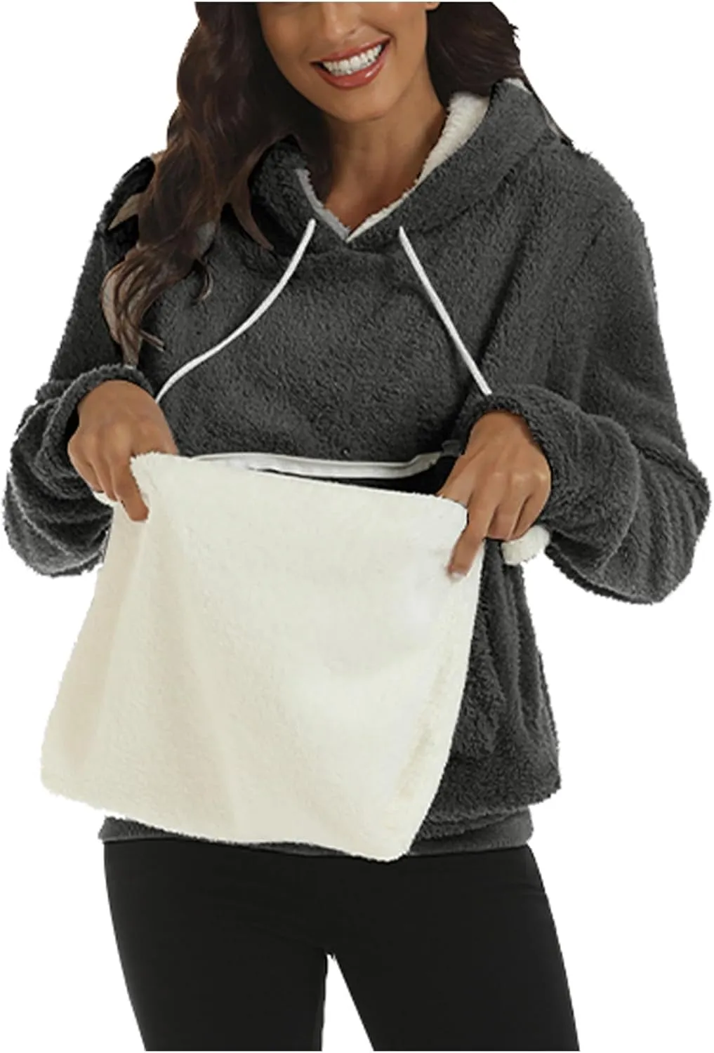 Unisex Fleece pet Cat Small Day Pouch Hoodie Carrier Holder Carrying Sweatshirt Pouch Hoodie Kangaroo Pocket