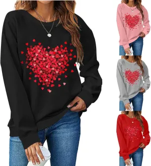 Valentines Day Sweatshirts for Women 2025 Love Heart Graphic Cute Sweaters Tops Casual Long Sleeve Crewneck Pullover