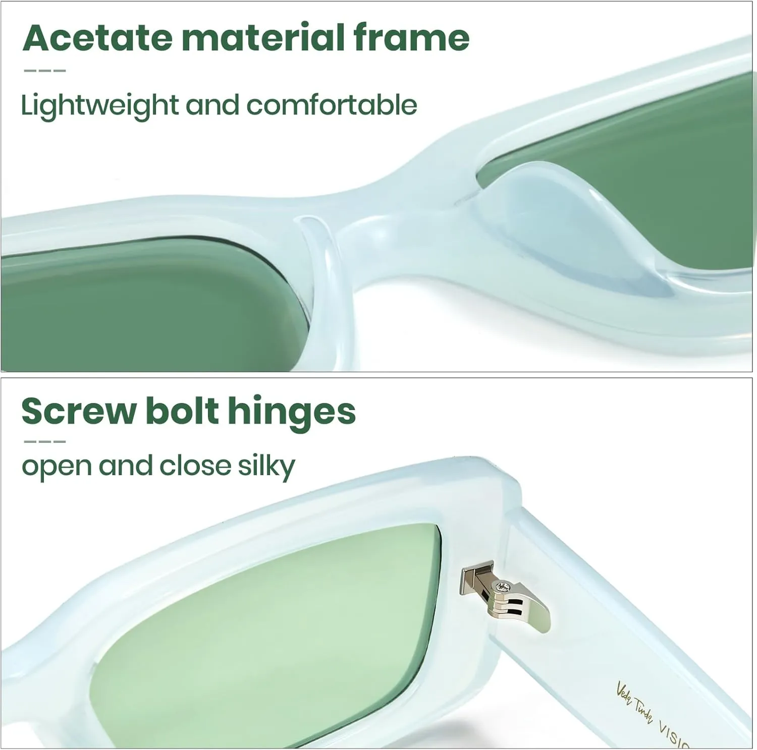 Veda Tinda Vision Rectangle Sunglasses Men Tinted Polarized Big Square Retro 90s Vintage y2k Glasses for Women UV Protection